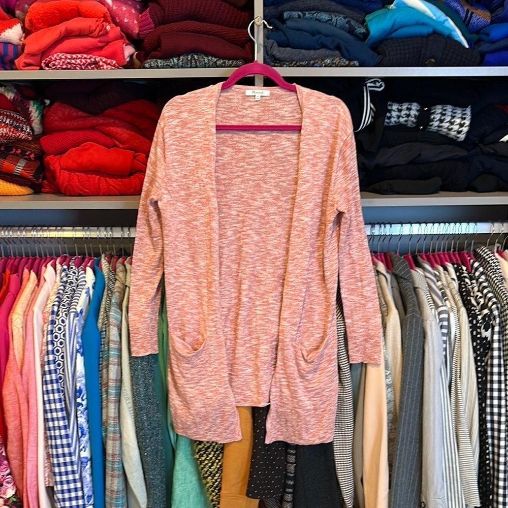 Madewell pink heathered long sleeve open front cardigan size XXS